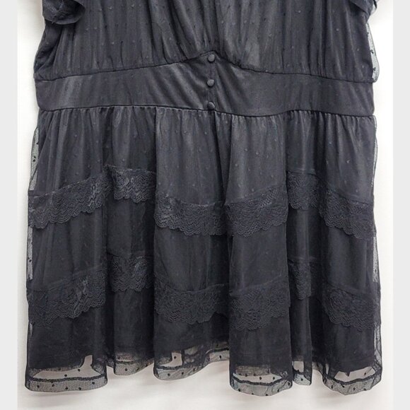 NEW Torrid 2 Black Clip Dot Mesh Flutter Sleeve Babydoll Top 2X 18 20 - Picture 4 of 10